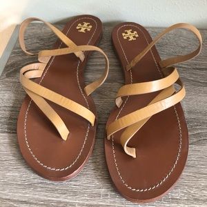 Tory Burch Patos Strappy Leather Thong Sandals 10